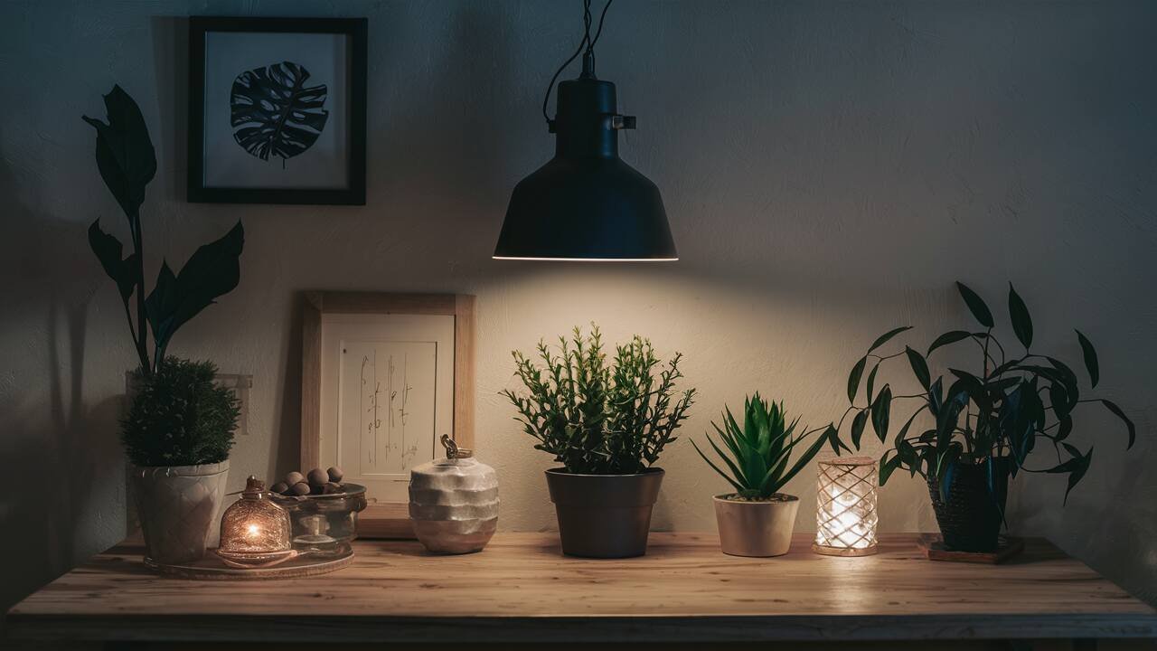 Accessorizing with lights and plants for a cozy ambiance